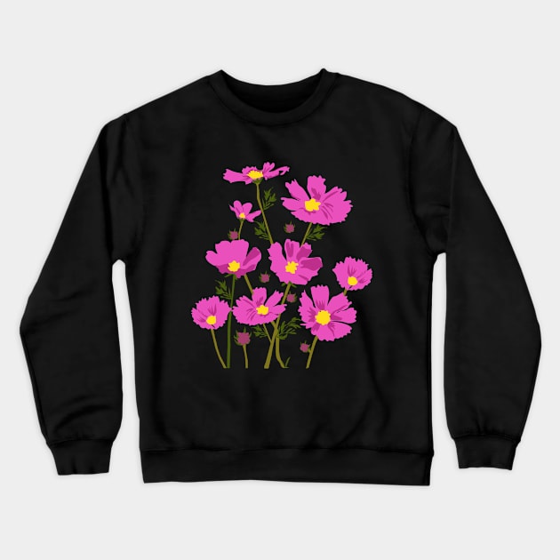 Cosmos Purple Flower Crewneck Sweatshirt by Fancy Funky Garbage